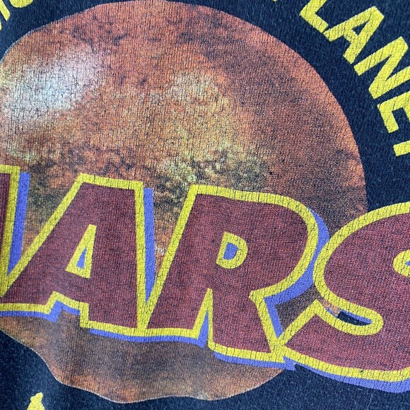 Vintage Mars Musicians Planet Shirt Mens Size L Black Music Store‎ Tee 90s Faded - Picture 11 of 15
